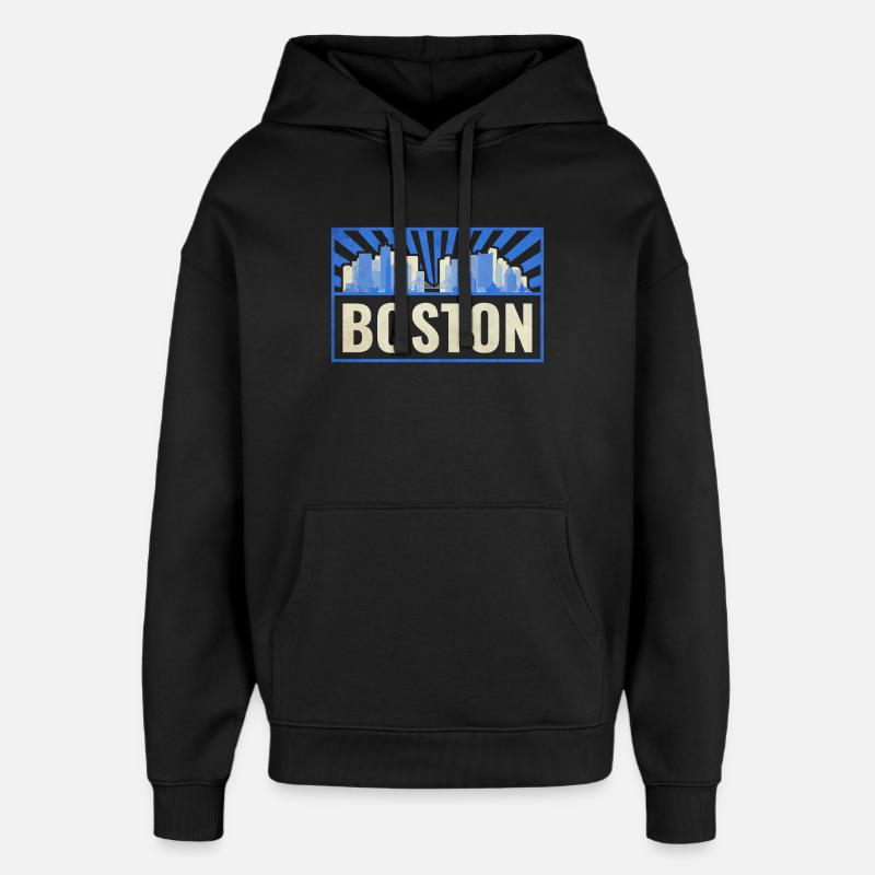 Boston États-Unis - Sweat à capuche unisexe Stanley/Stella Oversized - noir