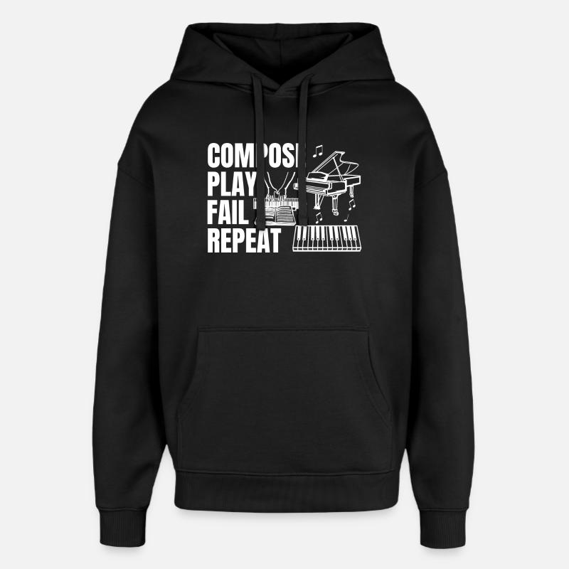 Composing Play Fail Repeat - Oversized Unisex Hoodie by Stanley/Stella - black
