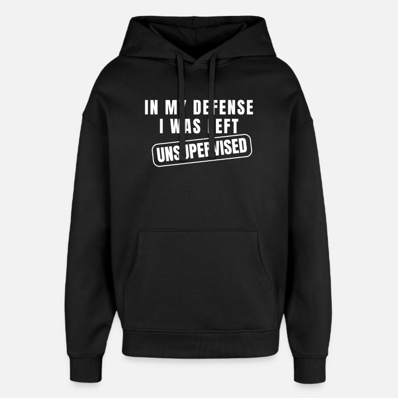 Left Unsupervised Defense Funny - Oversized Unisex Hoodie by Stanley/Stella - black
