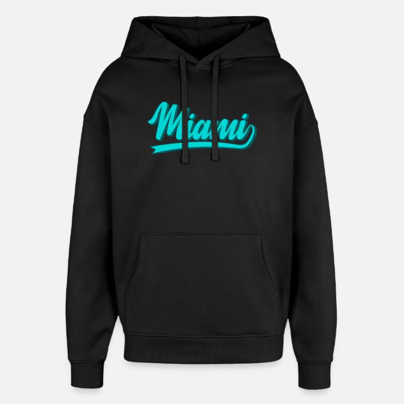 Turquoise néon de Miami - Sweat à capuche unisexe Stanley/Stella Oversized - noir