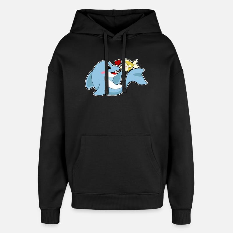 Dauphin Love Fish - Sweat à capuche unisexe Stanley/Stella Oversized - noir