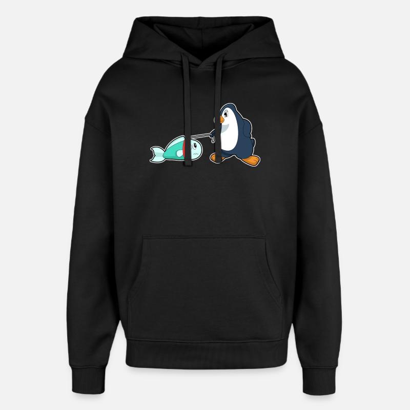 Poisson pingouin - Sweat à capuche unisexe Stanley/Stella Oversized - noir