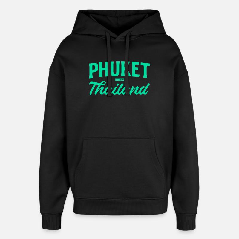 Phuket Thailand Teal Script - Oversized Unisex Hoodie von Stanley/Stella - Schwarz