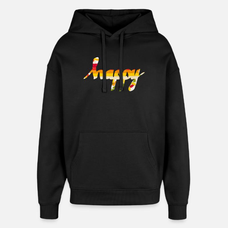 happy - Oversized Unisex Hoodie by Stanley/Stella - black