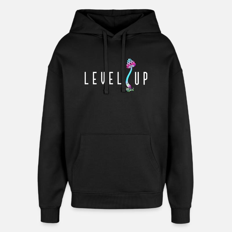 LEVEL UP Champignon - Sweat à capuche unisexe Stanley/Stella Oversized - noir