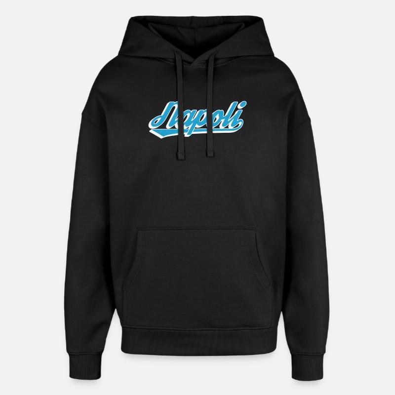 Napoli Retro Script Blue - Oversized Unisex Hoodie by Stanley/Stella - black