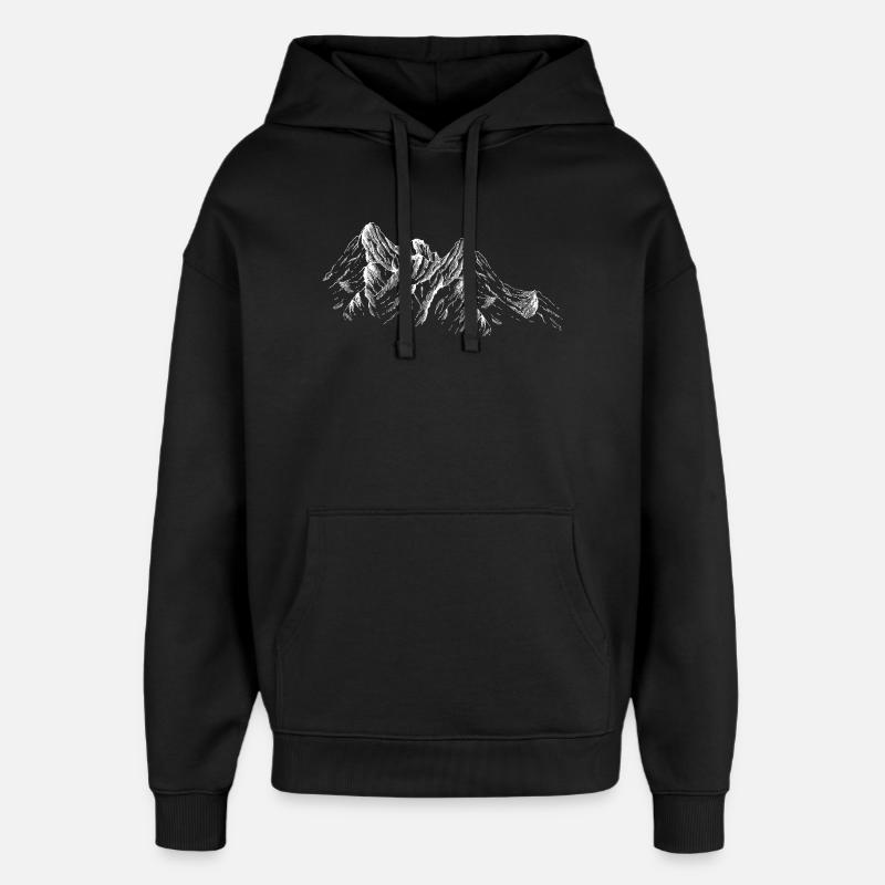 Alpine Silhouette Mountain Range - Oversized Unisex Hoodie by Stanley/Stella - black