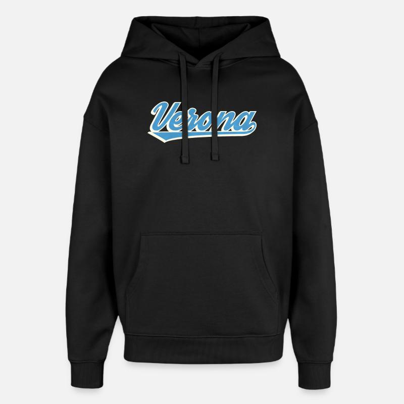 Logo Vérone Blue Script - Sweat à capuche unisexe Stanley/Stella Oversized - noir
