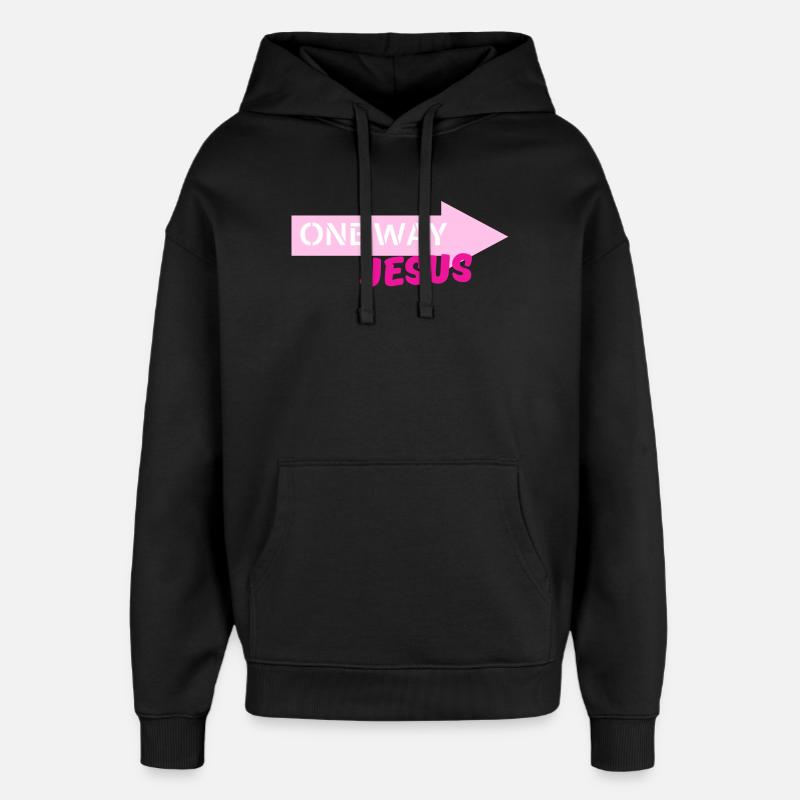Flèche de Jésus à sens unique - Sweat à capuche unisexe Stanley/Stella Oversized - noir