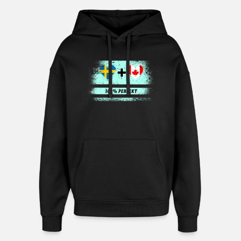 Canada & Suède 100% Parfait / Cadeau - Sweat à capuche unisexe Stanley/Stella Oversized - noir