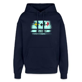 Mexique et Suède 100% parfait / cadeau - Sweat à capuche unisexe Stanley/Stella Oversized - marine - Devant - AI Model Female 172 light (172cm) & AI Model Male 185 light (185cm)