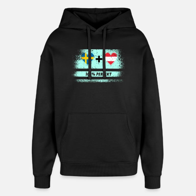 Autriche & Suède 100% parfait / cadeau - Sweat à capuche unisexe Stanley/Stella Oversized - noir