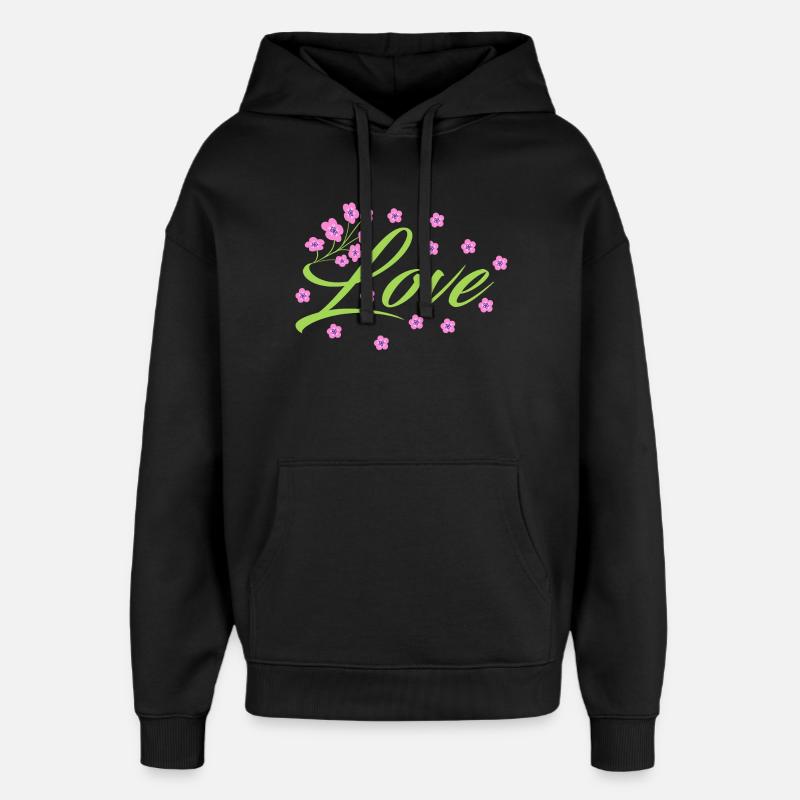 Amour - Fleurs - Sweat à capuche unisexe Stanley/Stella Oversized - noir