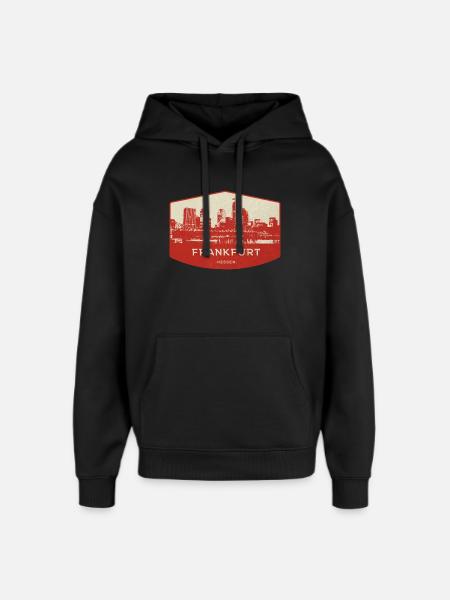 Frankfurt Skyline Rot Badge - Oversized Unisex Hoodie von Stanley/Stella - Schwarz