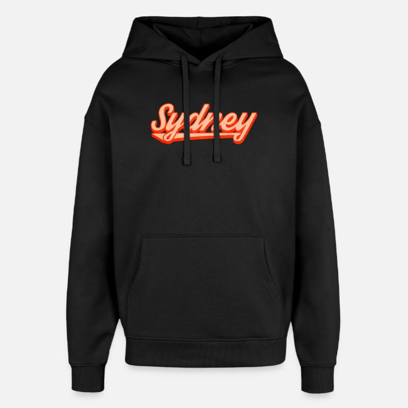 Sydney Retro Script Logo - Oversized Unisex Hoodie by Stanley/Stella - black