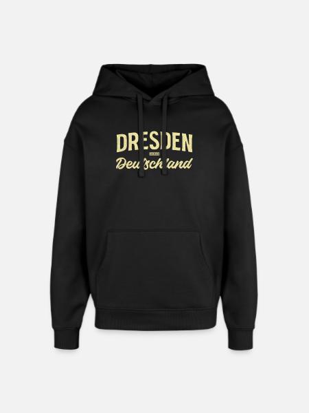 Dresden Retro Font Print - Oversized Unisex Hoodie by Stanley/Stella - black