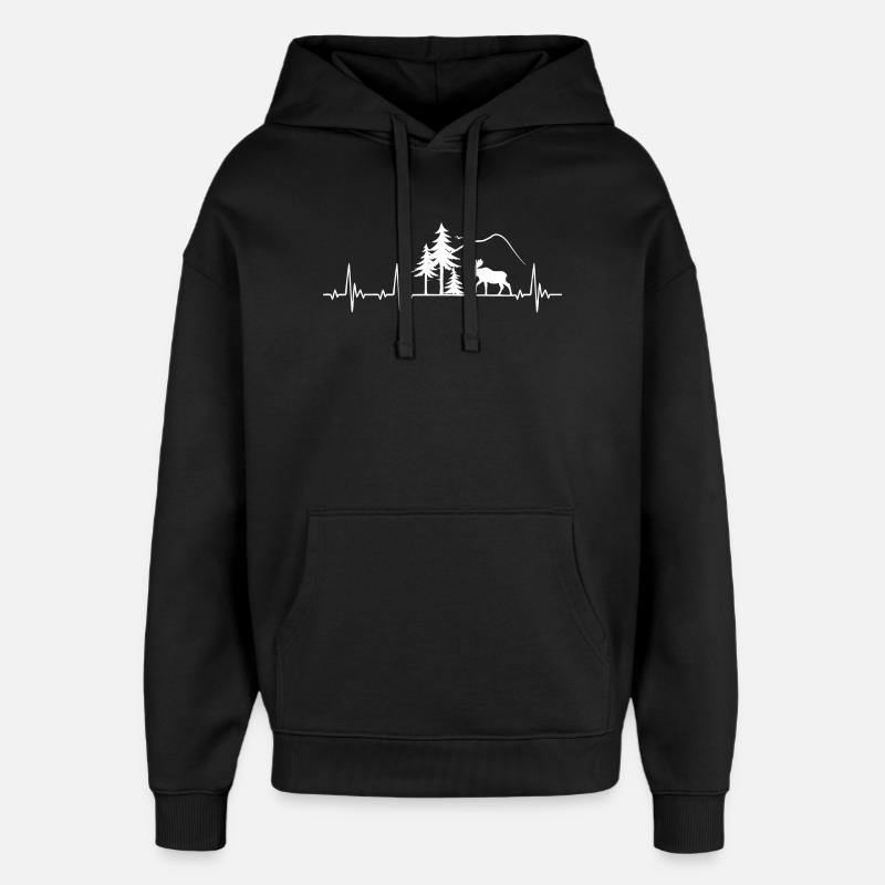 Cadeau Elk Heartbeat - Sweat à capuche unisexe Stanley/Stella Oversized - noir