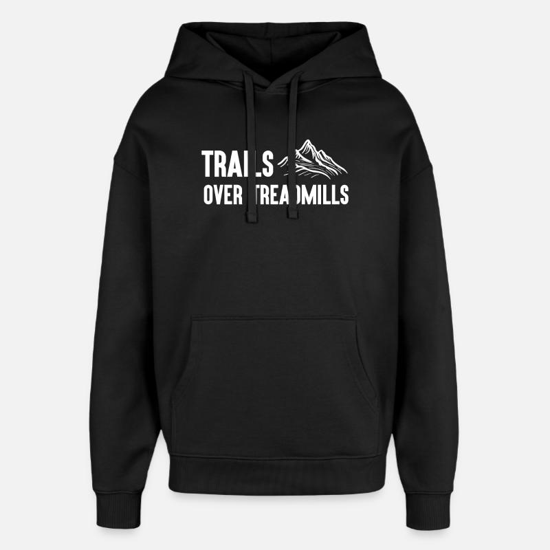 Trailrunning - Trails über Laufbänder - Oversized Unisex Hoodie von Stanley/Stella - Schwarz