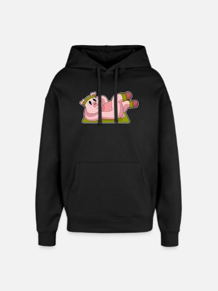 Pig Abdominal Workout Bodybuilding - Oversized Unisex Hoodie by Stanley/Stella - black