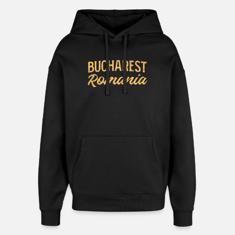 Lettrage rétro de Bucarest - Sweat à capuche unisexe Stanley/Stella Oversized - noir