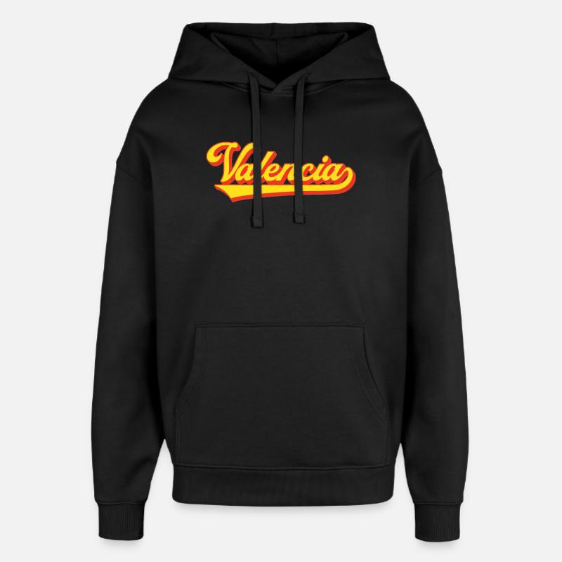 Valencia Script Logo - Sweat à capuche unisexe Stanley/Stella Oversized - noir