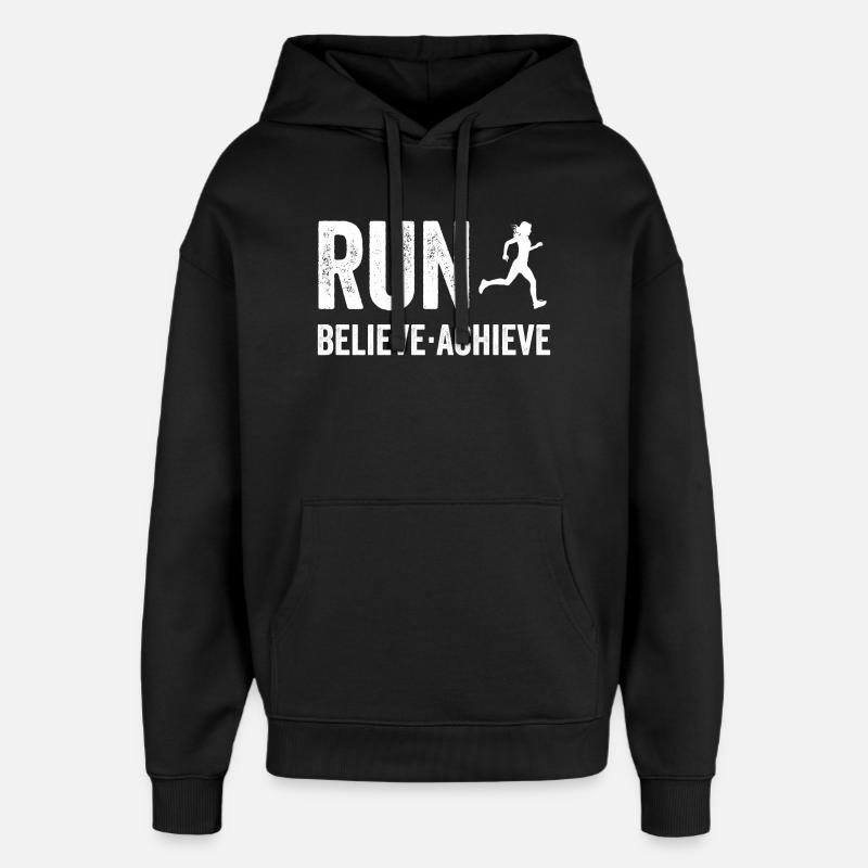 Marathon - Courir. Croire. Accomplir. - Sweat à capuche unisexe Stanley/Stella Oversized - noir