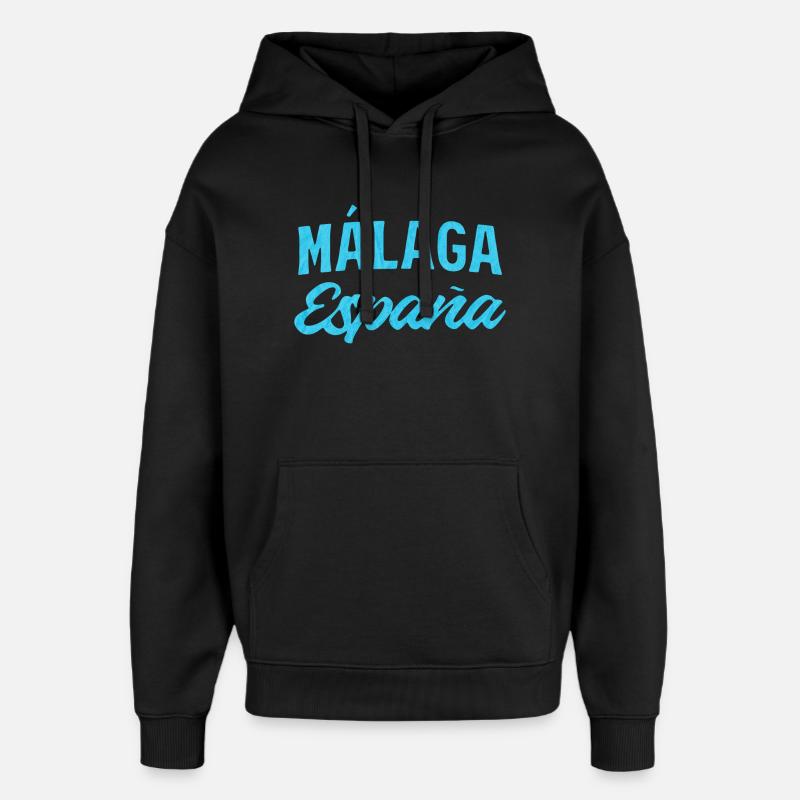 Málaga España Blue Script Design - Sweat à capuche unisexe Stanley/Stella Oversized - noir