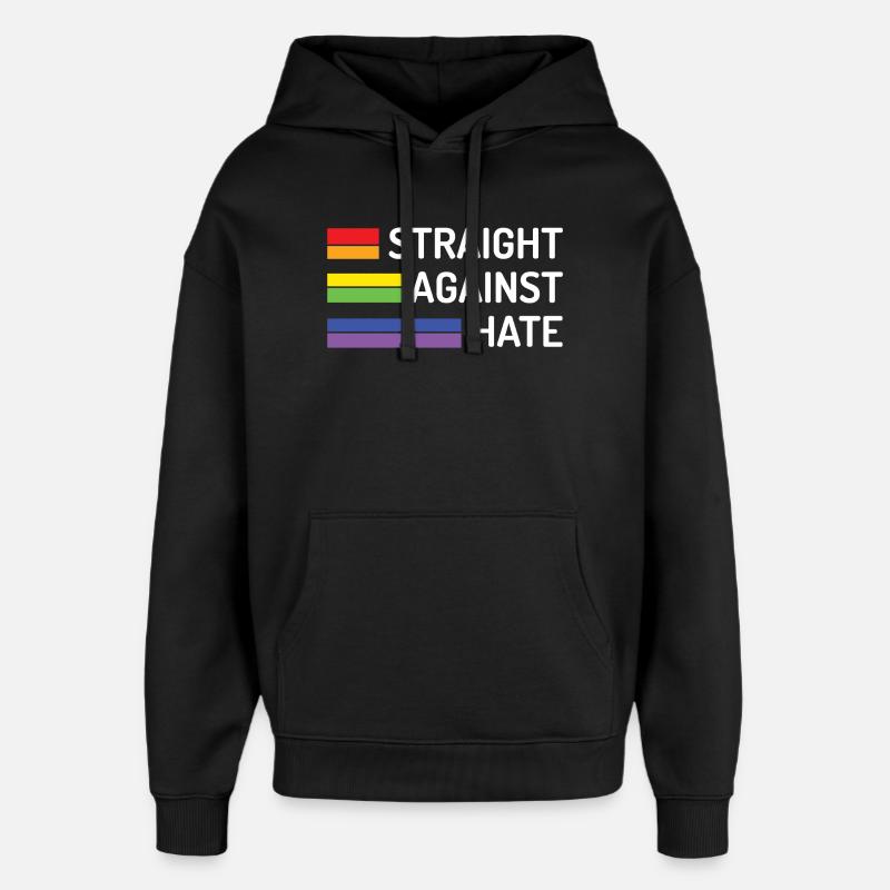 Pride Month - Straight Against Hate - Oversized Unisex Hoodie by Stanley/Stella - black