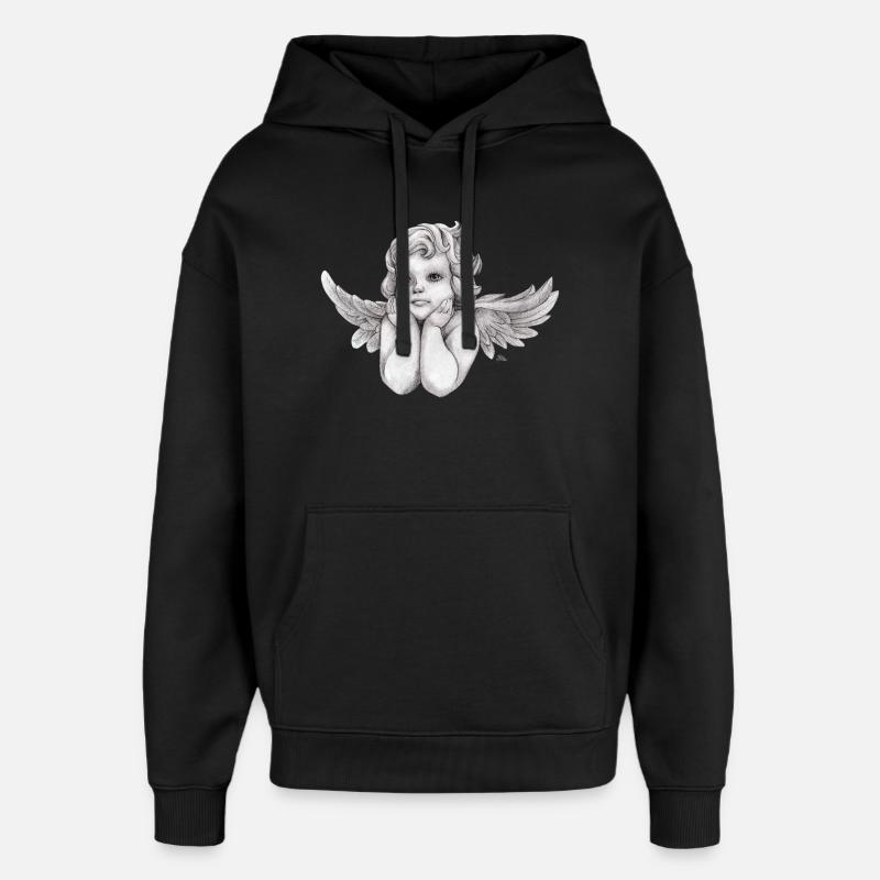Petit ange chérubin rêveur - Sweat à capuche unisexe Stanley/Stella Oversized - noir
