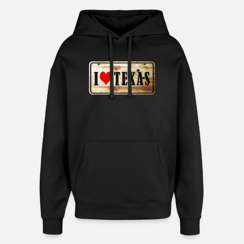 J'adore le Texas - Sweat à capuche unisexe Stanley/Stella Oversized - noir