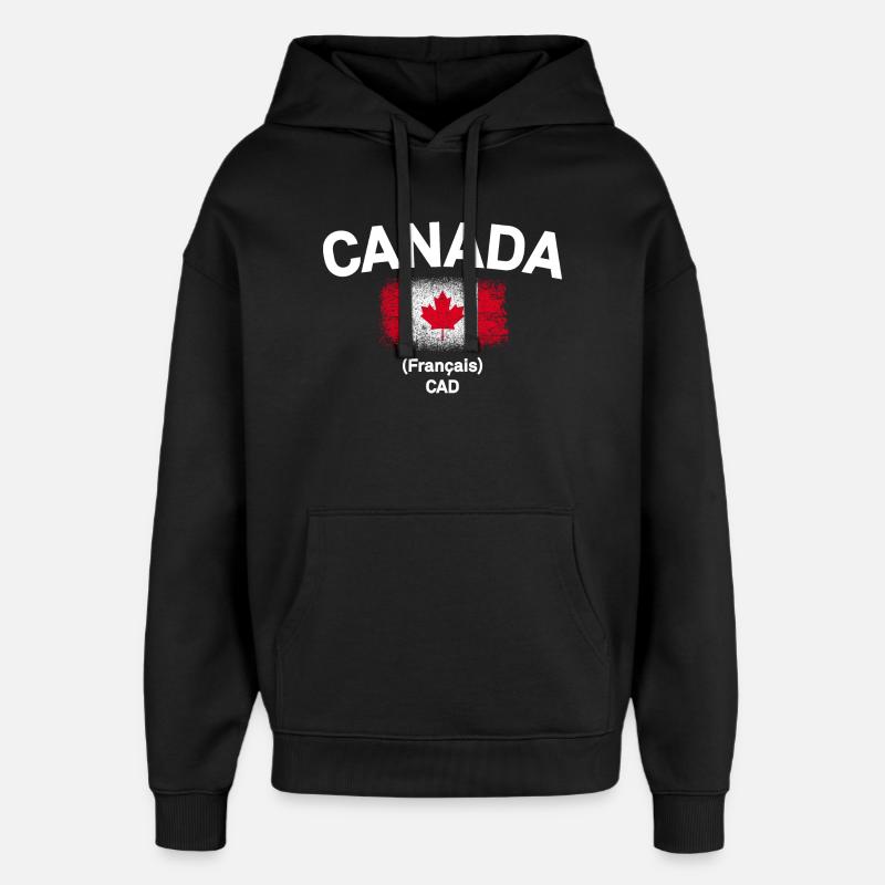 Drapeau canadien Franglais CAD - Sweat à capuche unisexe Stanley/Stella Oversized - noir