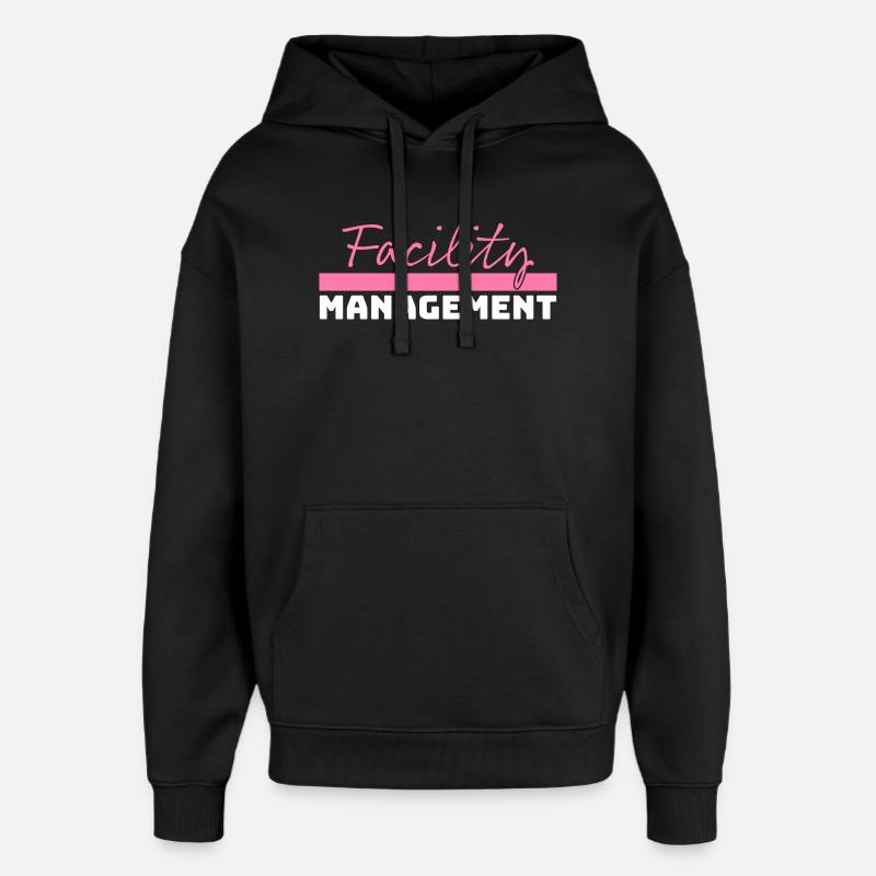 Tshirt Facility Management rose blanc - Sweat à capuche unisexe Stanley/Stella Oversized - noir