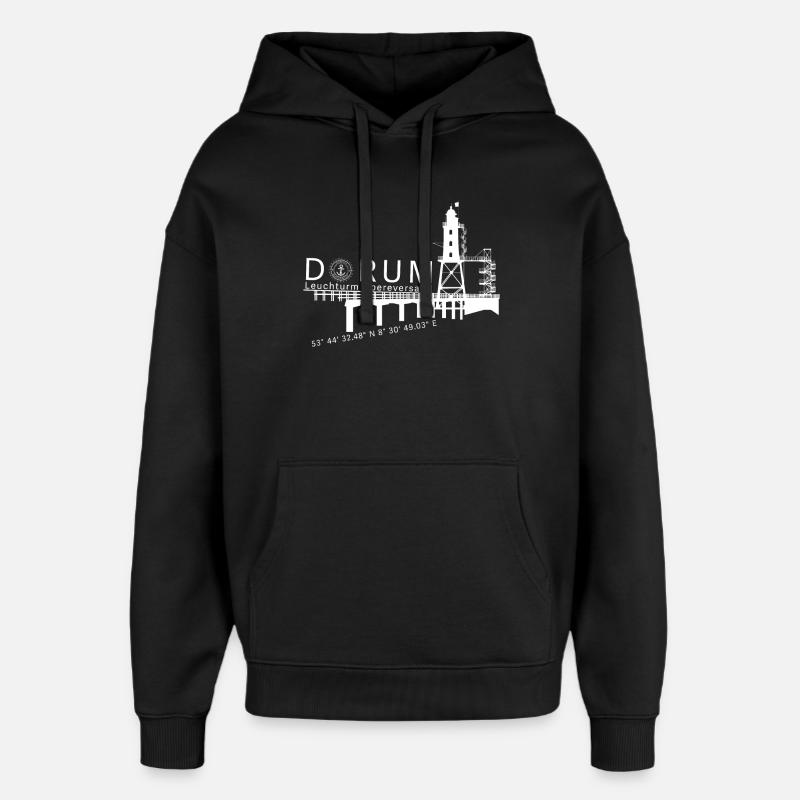 Leuchtturm Obereversand - Oversized Unisex Hoodie von Stanley/Stella - Schwarz