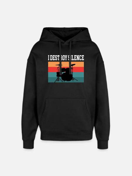 Drummer Drummer I destroy silence - Oversized Unisex Hoodie by Stanley/Stella - black
