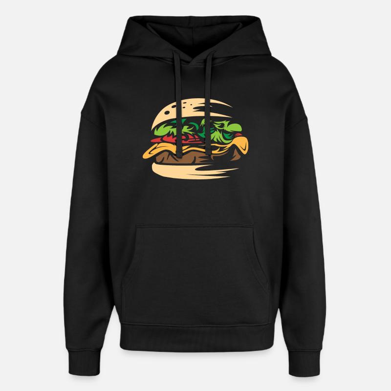 Juicy Burger Smash Restaurant Maison - Sweat à capuche unisexe Stanley/Stella Oversized - noir