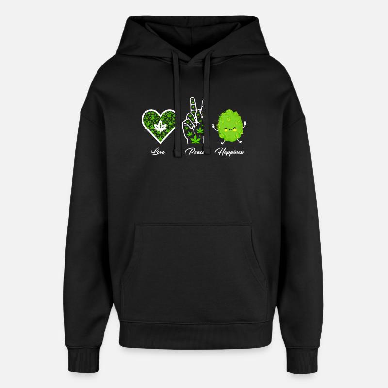 Amour, Paix et Bonheur - Sweat à capuche unisexe Stanley/Stella Oversized - noir