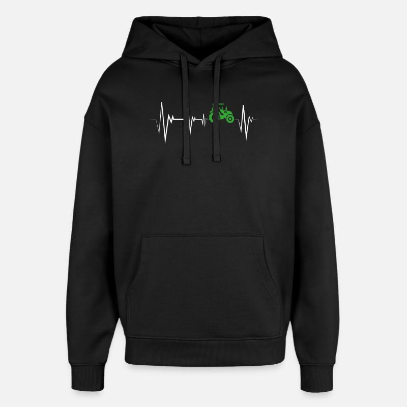 Herzschlag Traktor Bauer - Oversized Unisex Hoodie von Stanley/Stella - Schwarz