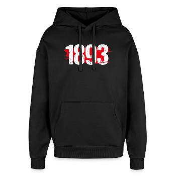 Stuttgart 1893 - Oversized Unisex Hoodie von Stanley/Stella - Schwarz - Vorne - AI Model Female 172 light (172cm) & AI Model Male 185 light (185cm)