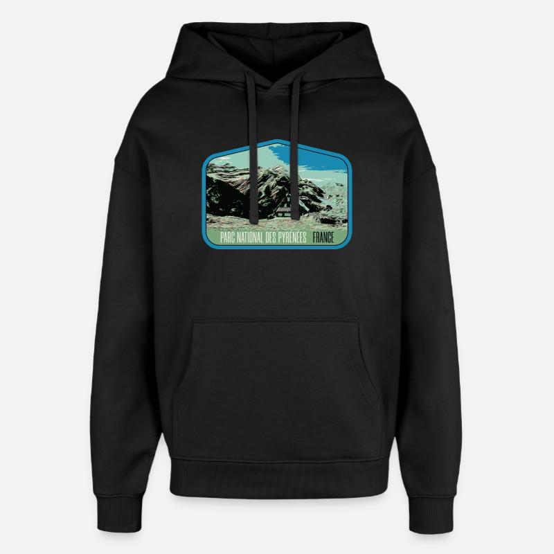 Pyrenäen-Landschafts-Wappenschild: Authentische Natur - Oversized Unisex Hoodie von Stanley/Stella - Schwarz