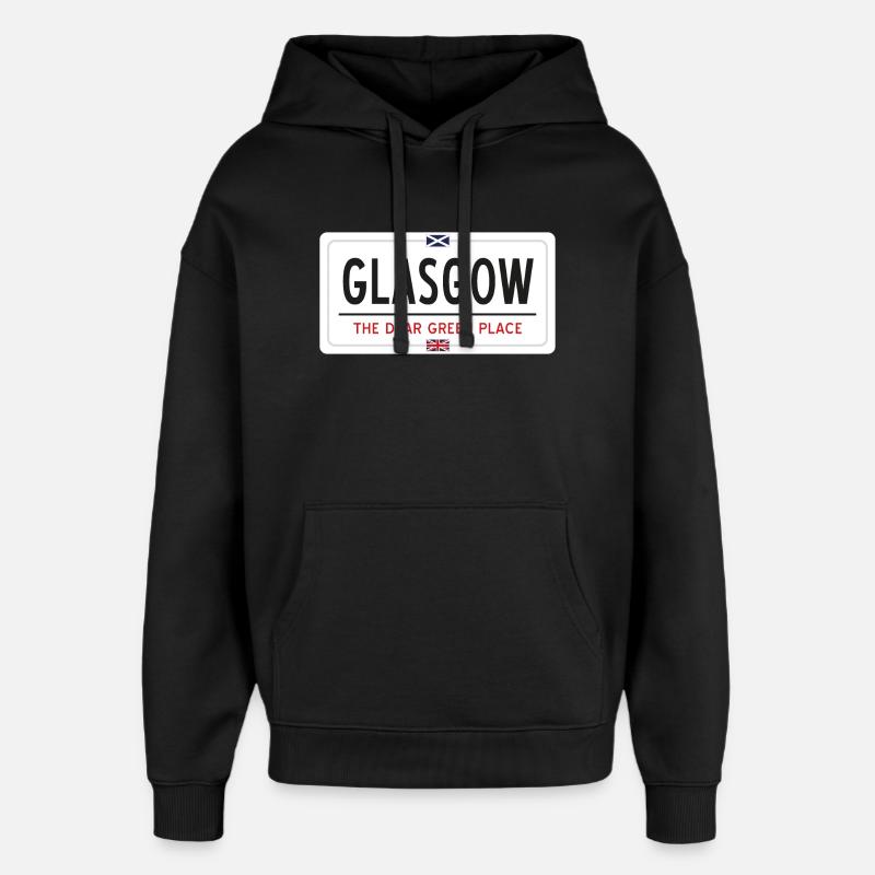 Glasgow Place Name Sign - Oversized Unisex Hoodie by Stanley/Stella - black