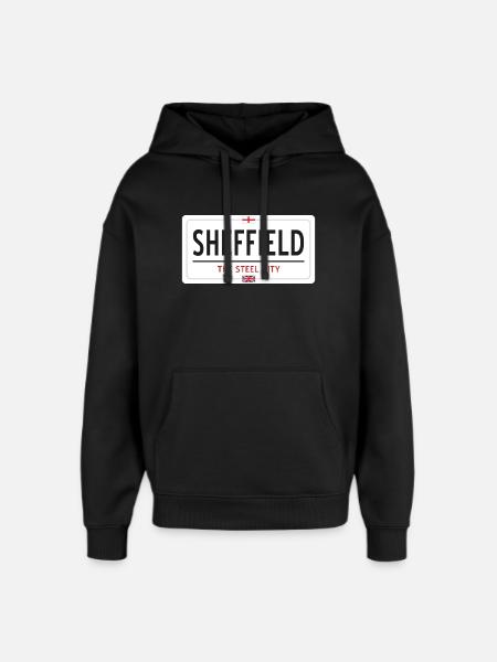 Sheffield town sign - Oversized Unisex Hoodie by Stanley/Stella - black