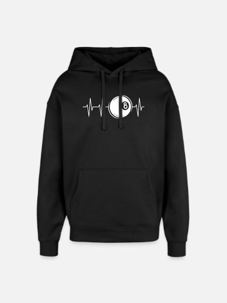 Heartbeat Billiards Pool 8 Ball Ball Pulse Symbol - Oversized Unisex Hoodie by Stanley/Stella - black