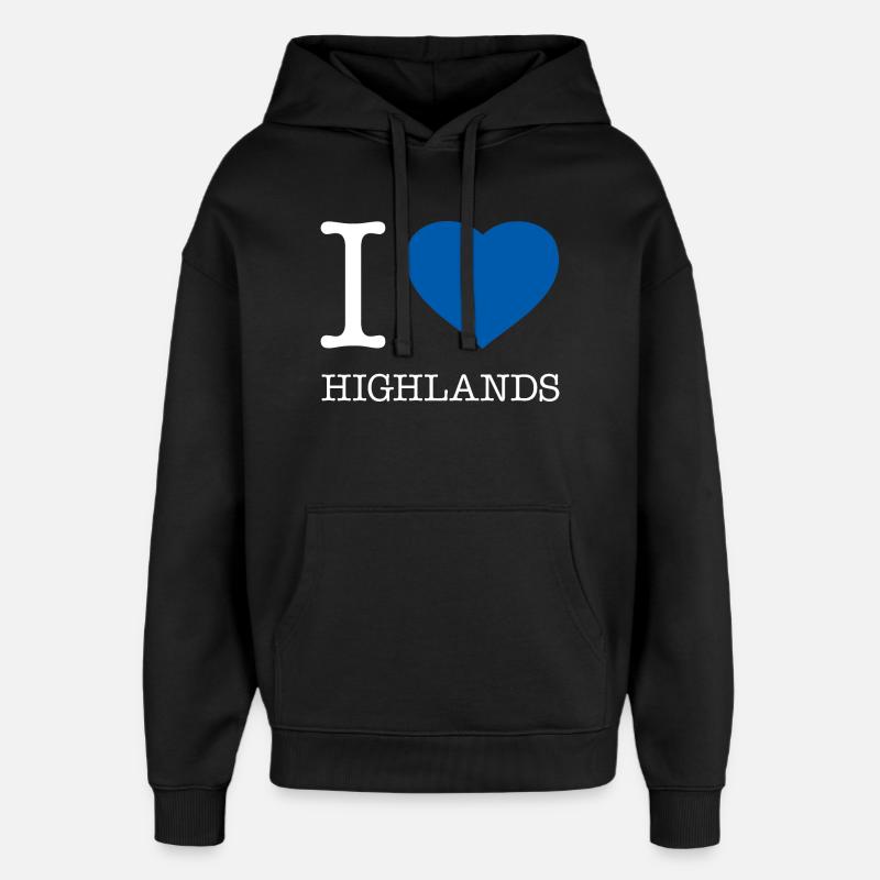 J’ADORE LES HIGHLANDS - Sweat à capuche unisexe Stanley/Stella Oversized - noir