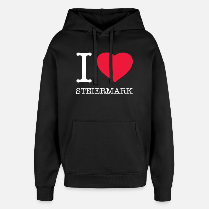 J’AIME LA STYRIE - Sweat à capuche unisexe Stanley/Stella Oversized - noir