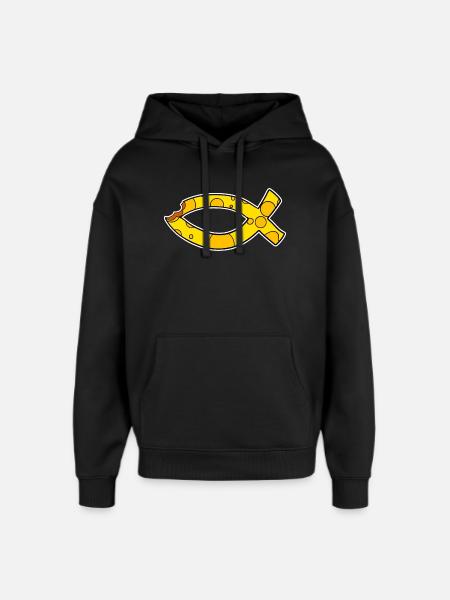 Fish Symbol Cheese - Oversized Unisex Hoodie by Stanley/Stella - black