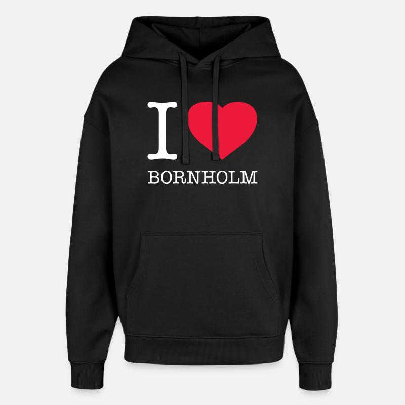 J’ADORE BORNHOLM - Sweat à capuche unisexe Stanley/Stella Oversized - noir