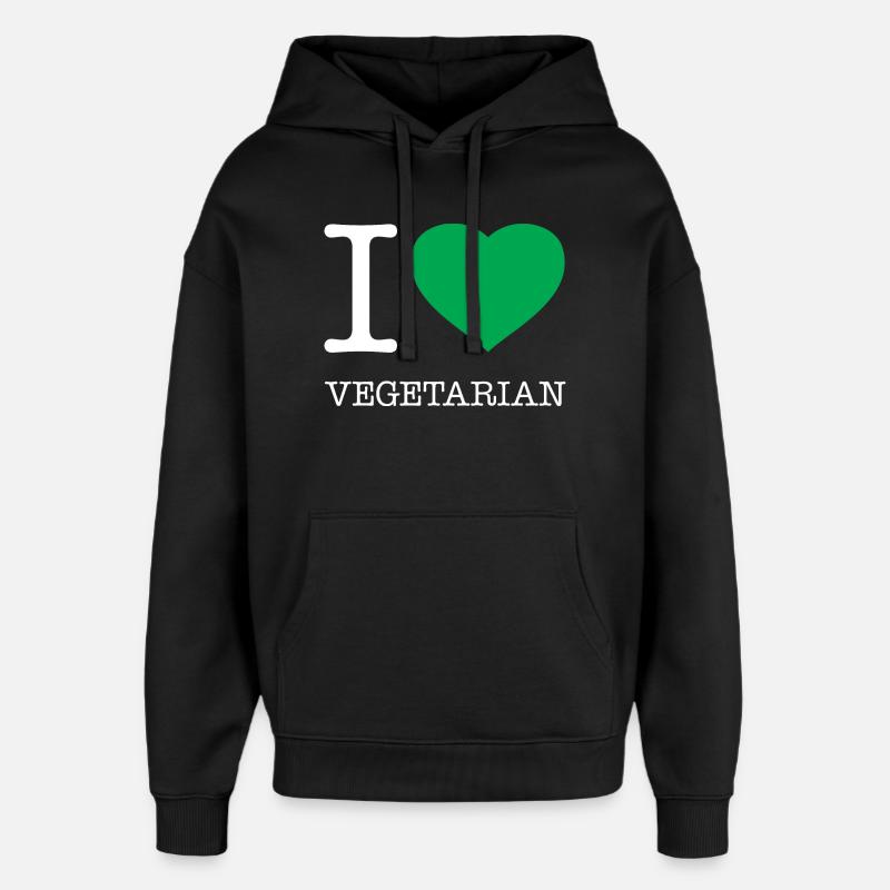 J’ADORE LE VÉGÉTARISME - Sweat à capuche unisexe Stanley/Stella Oversized - noir