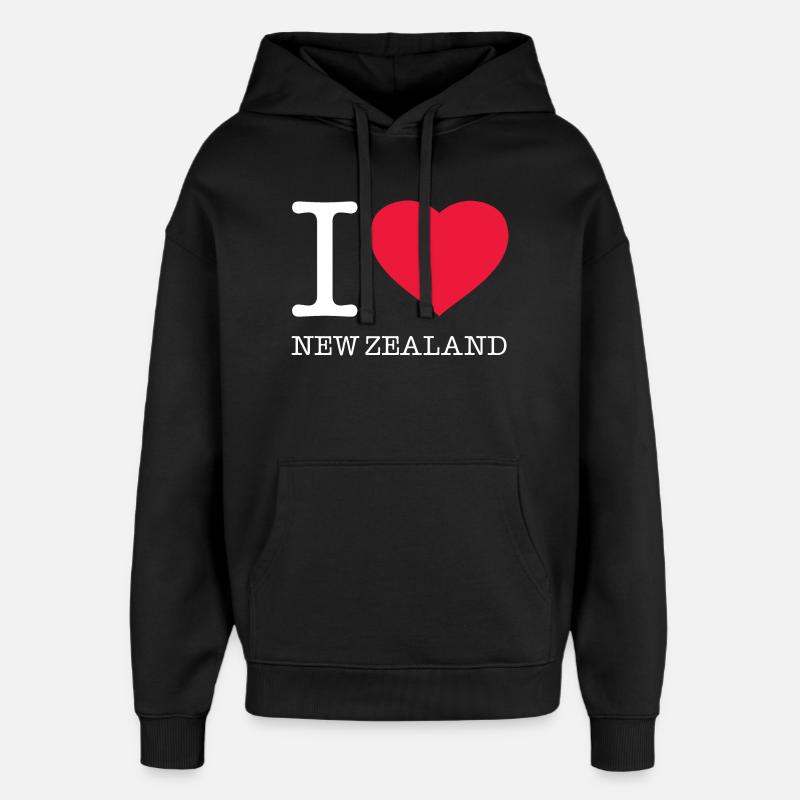J’AIME LA NOUVELLE-ZÉLANDE Neuseeland - Sweat à capuche unisexe Stanley/Stella Oversized - noir