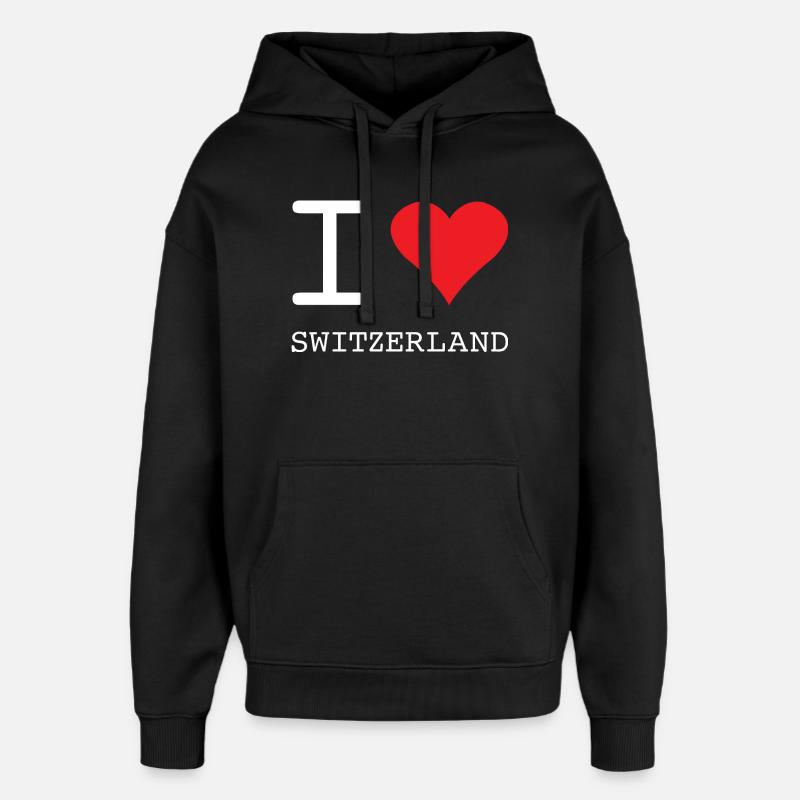 J’AIME LA SUISSE Schweiz - Sweat à capuche unisexe Stanley/Stella Oversized - noir
