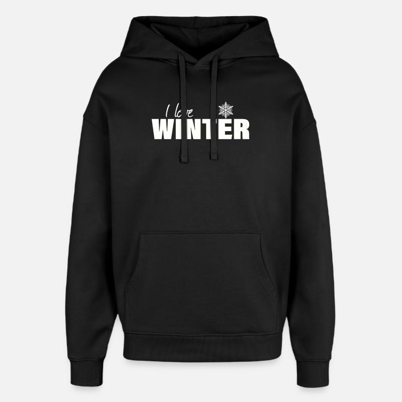 J’adore l’hiver - Sweat à capuche unisexe Stanley/Stella Oversized - noir